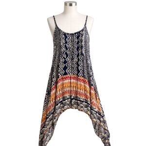 Angie Boho Handkerchief Hem Dress - Geometric Print - Size M
